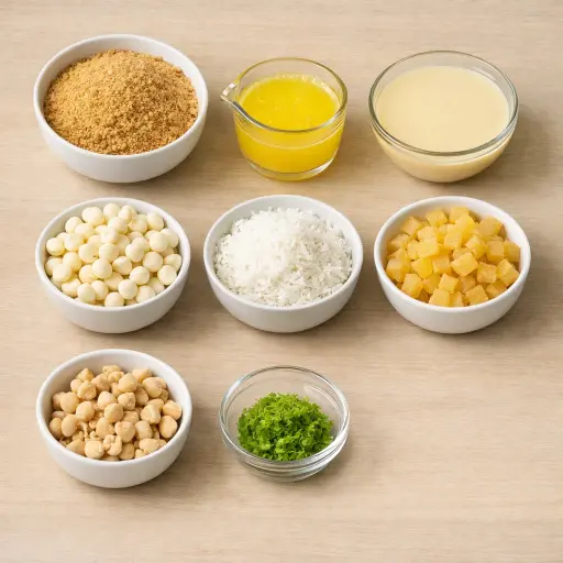 Ingredients for Tropical Delight Magic Cookie Bars