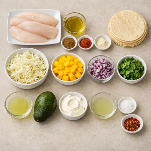 Ingredients for Tropical Fish Tacos with Mango Salsa