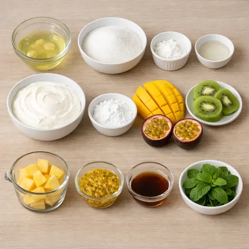 Ingredients for Tropical Fruit Pavlova