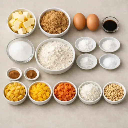 Ingredients for Tropical Fruitcake Cookies