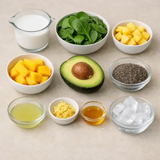 Ingredients for Tropical Green Energy Smoothie