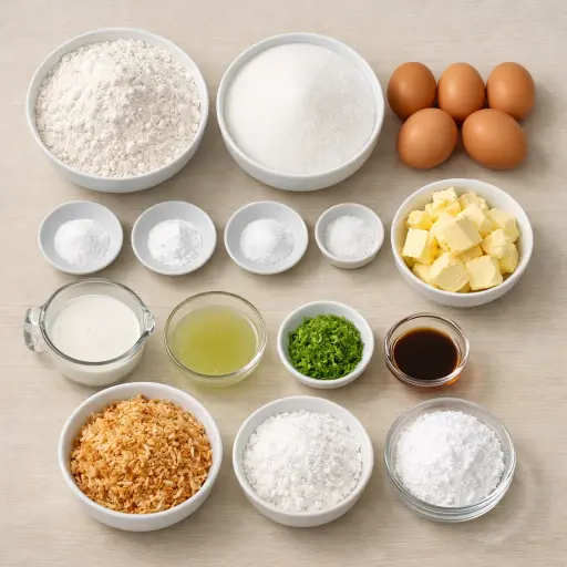 Ingredients for Tropical Key Lime Pound Cake