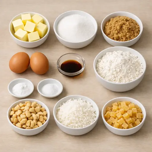Ingredients for Tropical Macadamia Coconut Cookies
