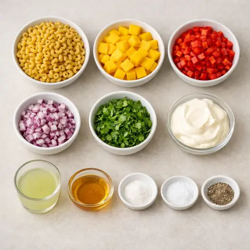 Ingredients for Tropical Macaroni Salad with Mango and Lime