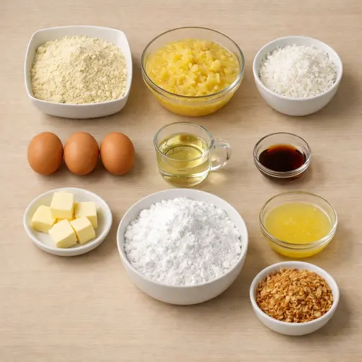 Ingredients for Tropical Pineapple Coconut Cake