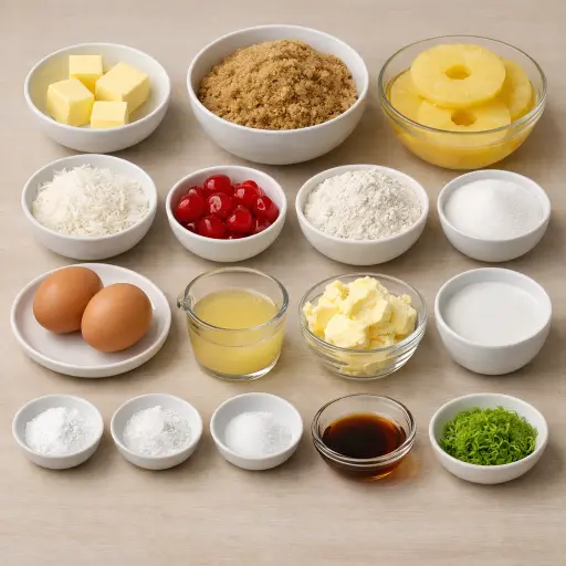 Ingredients for Tropical Pineapple Upside-Down Cake