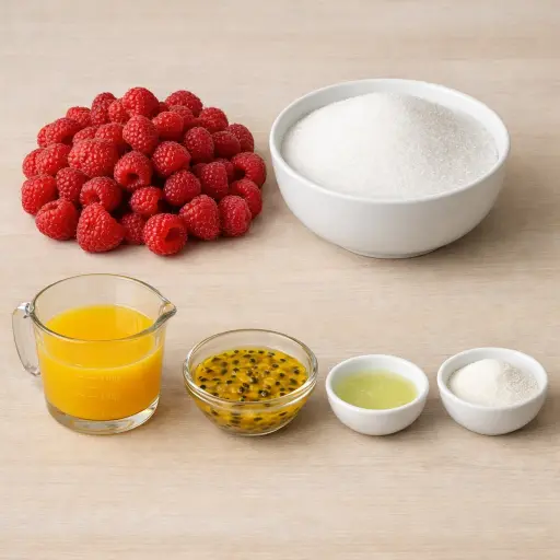 Ingredients for Tropical Raspberry Freezer Jam