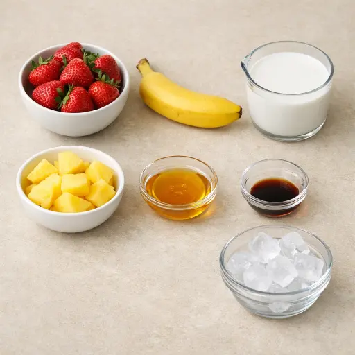 Ingredients for Tropical Strawberry Banana Smoothie