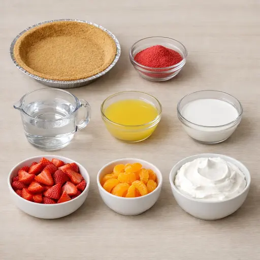 Ingredients for Tropical Strawberry Jello Pie