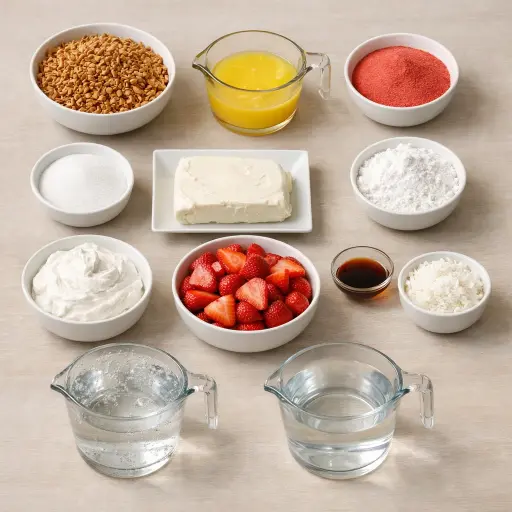 Ingredients for Tropical Strawberry Pretzel Salad