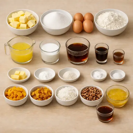 Ingredients for Tropical Twist Jamaican Rum Cake