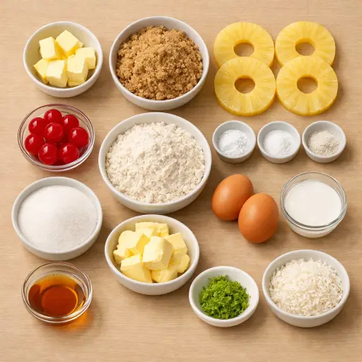 Ingredients for Tropical Twist Pineapple Upside Down Cake