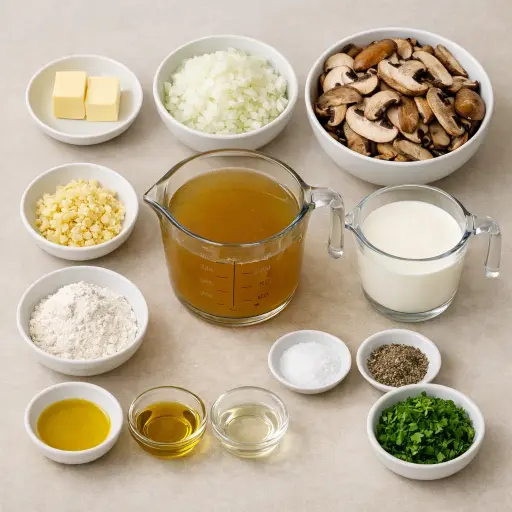 Ingredients for Truffle Infused Creamy Mushroom Soup