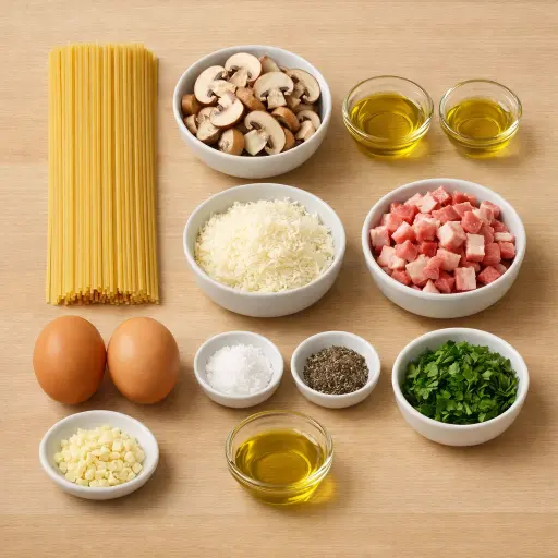 Ingredients for Truffle Mushroom Pasta Carbonara