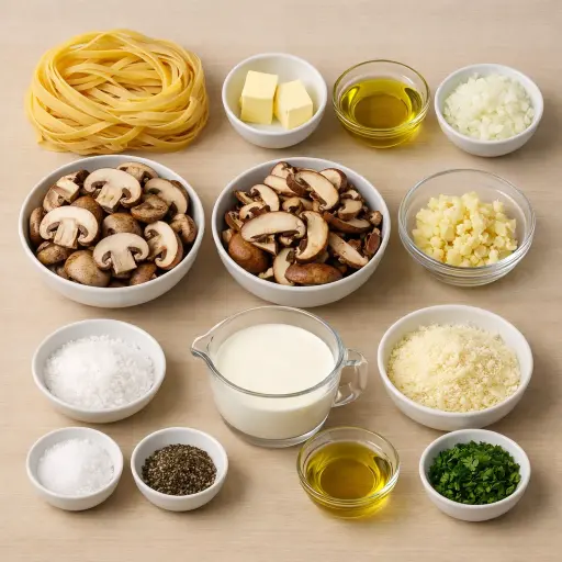 Ingredients for Truffle Mushroom Pasta