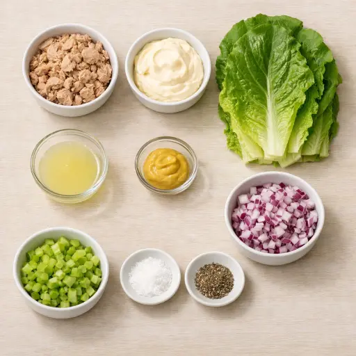Ingredients for Tuna Salad Lettuce Wraps
