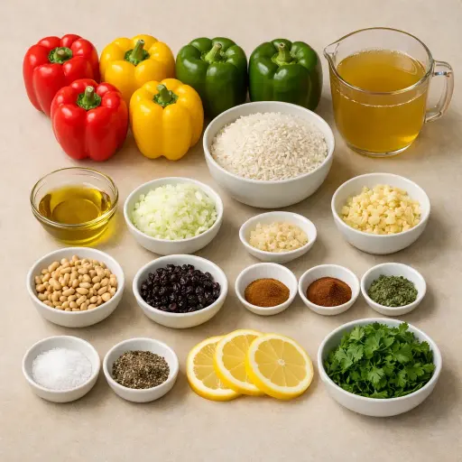 Ingredients for Turkish Stuffed Peppers (Biber Dolması)