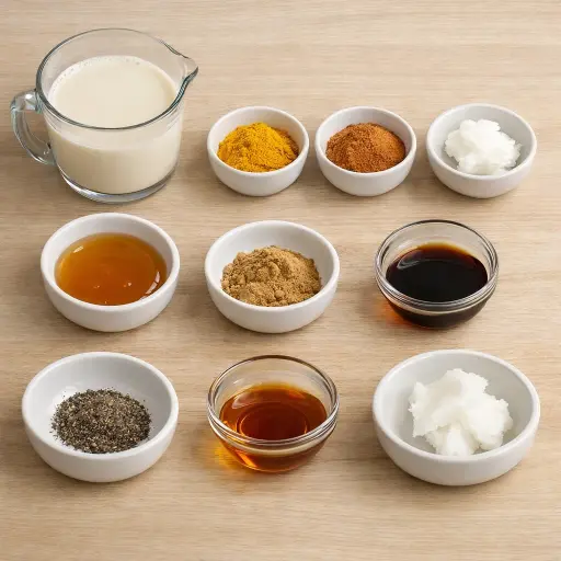 Ingredients for Turmeric Golden Milk Latte