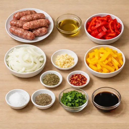 Ingredients for Tuscan Fennel Sausage & Sweet Peppers Skillet