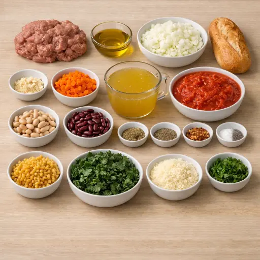 Ingredients for Tuscan Kale and Sausage Pasta Fagioli