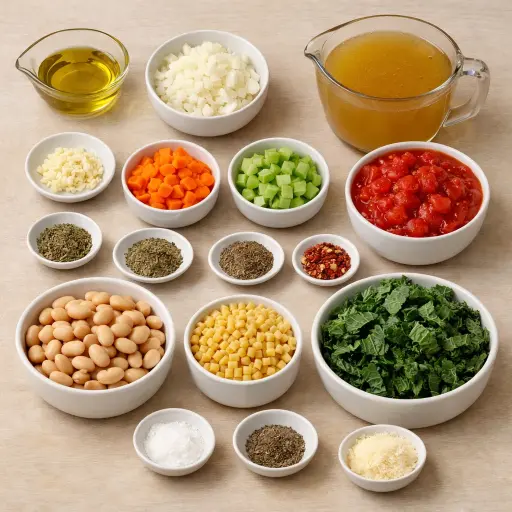 Ingredients for Tuscan Kale Pasta e Fagioli