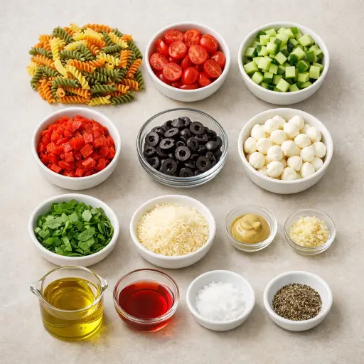Ingredients for Tuscan Picnic Pasta Salad