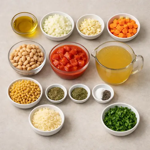 Ingredients for Tuscan Style Pasta Fagioli