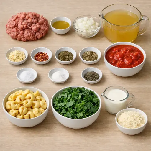 Ingredients for Tuscan Tortellini Soup with Kale