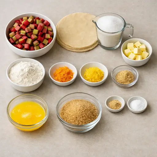 Ingredients for Twist of Citrus Rhubarb Pie