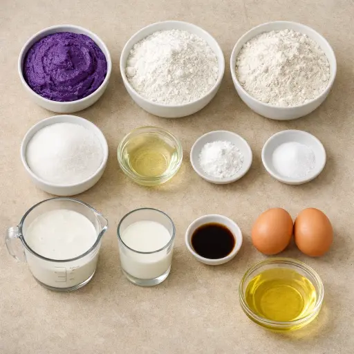 Ingredients for Ube Mochi Donuts