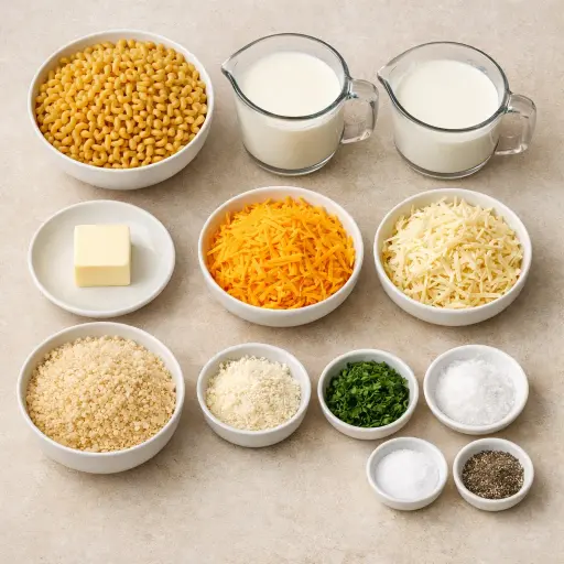 Ingredients for Ultimate Baked Mac & Cheese with a Crispy Twist