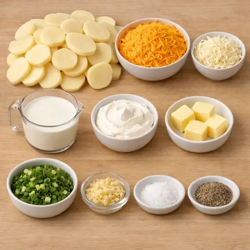 Ingredients for Ultimate Cheesy Potato Casserole