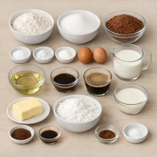 Ingredients for Ultimate Chocolate Espresso Cake