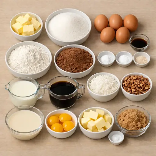 Ingredients for Unique German Chocolate Cake