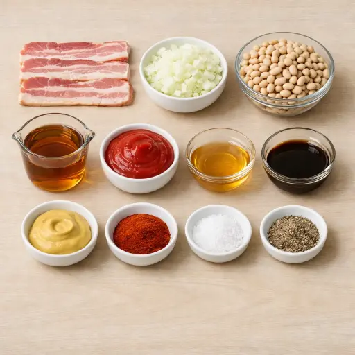 Ingredients for Unique Maple Bacon Baked Beans