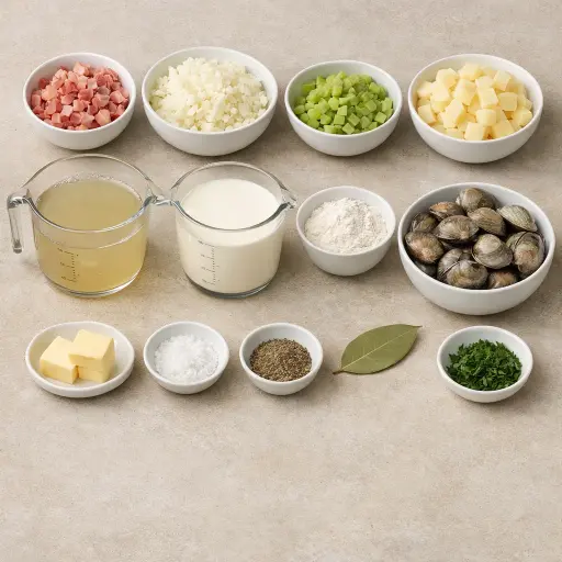 Ingredients for Unique New England Clam Chowder