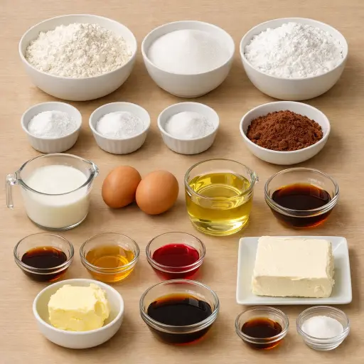 Ingredients for Unique Red Velvet Cake