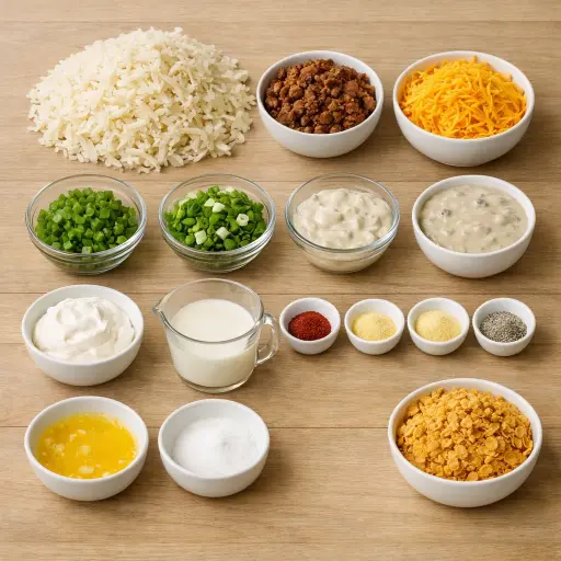 Ingredients for Unique Spicy Hash Brown Casserole