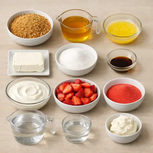 Ingredients for Upside-Down Strawberry Pretzel Delight