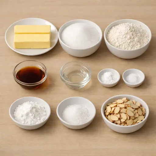 Ingredients for Vanilla Almond Butter Cookies