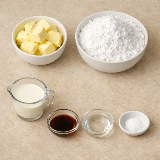 Ingredients for Vanilla Almond Buttercream Frosting