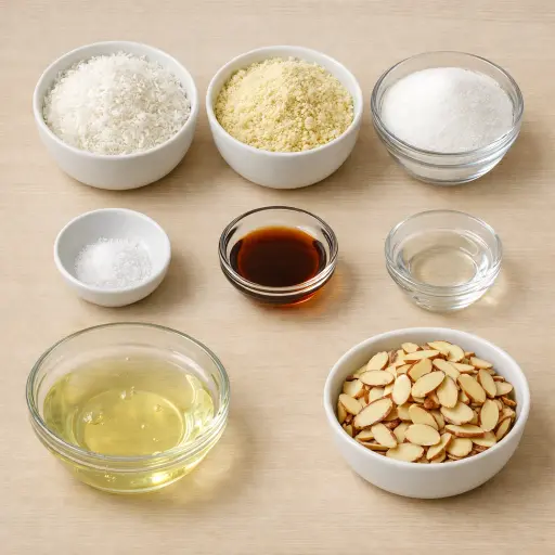Ingredients for Vanilla Almond Coconut Macaroons