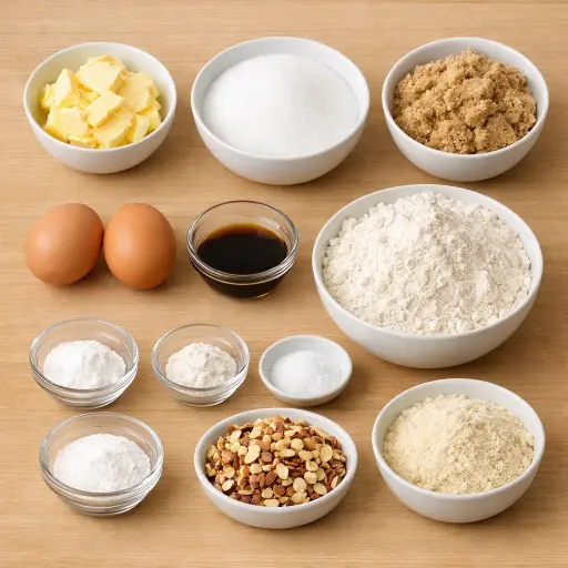 Ingredients for Vanilla Almond Crunch Cookies