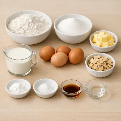 Ingredients for Vanilla Almond Delight Cake