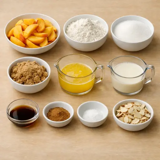 Ingredients for Vanilla Almond Peach Cobbler
