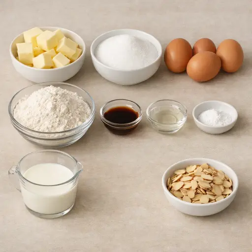 Ingredients for Vanilla Almond Pound Cake