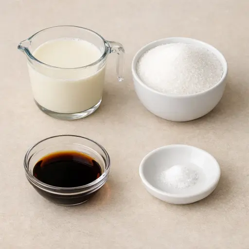 Ingredients for Vanilla Almond Sweetened Condensed Milk