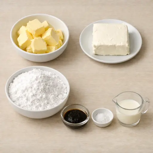 Ingredients for Vanilla Bean Cream Cheese Frosting