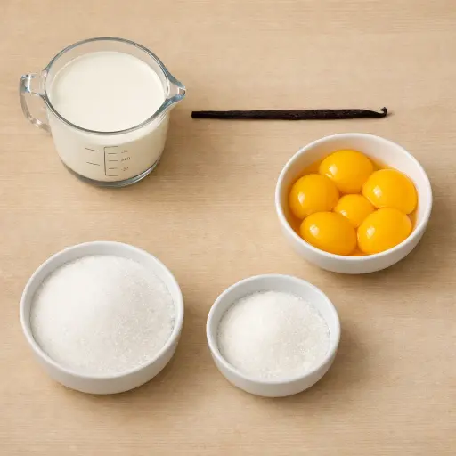 Ingredients for Vanilla Bean Crème Brûlée