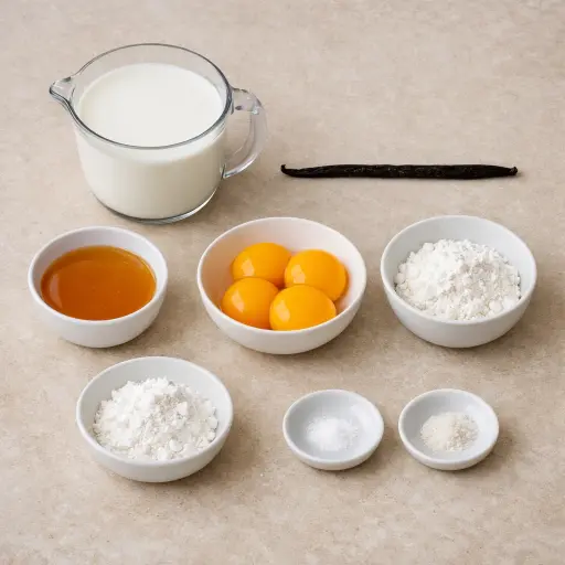 Ingredients for Vanilla Bean Honey Custard